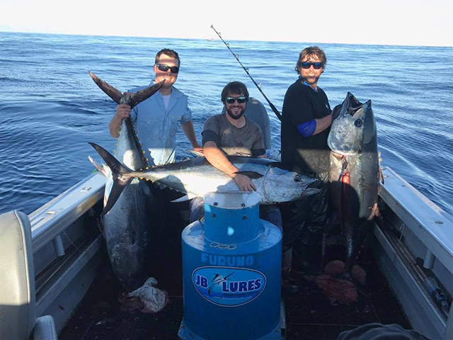 ANGLER: Steve Ward  SPECIES: Southern Bluefin Tuna  WEIGHT: 59kg, 68kg and 70kg LURE: JB Little Ripper, Little Dingo and Dreamcatcher.